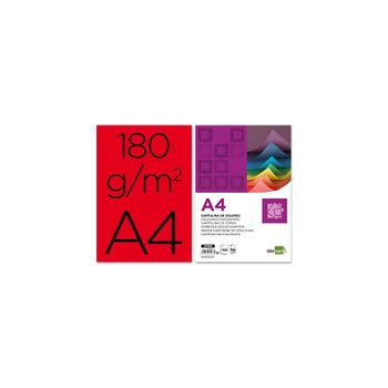 Cartulina Liderpapel A4 180g/m2 Rojo Paquete De 100