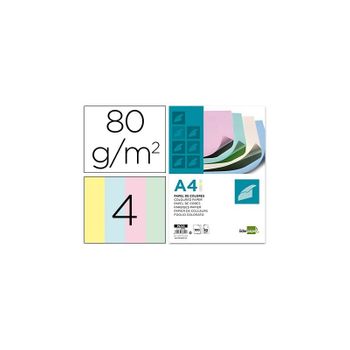 Papel Color Liderpapel A4 80g/m2 4 Colores Surtidos Paquete De 100