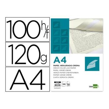 Papel Verjurado Liderpapel A4 120g/m2 Crema Paquete De 100