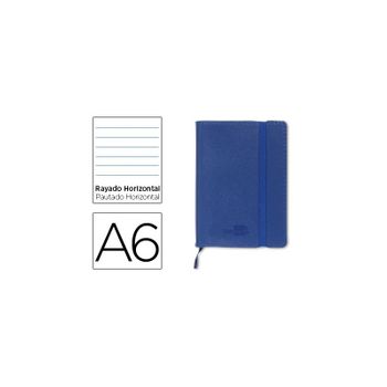 Libreta Liderpapel Simil Piel A6 120 Hojas 70g/m2 Horizontal Sin Margen Azul