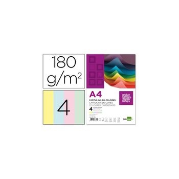 Cartulina Liderpapel A4 180g/m2 4 Colores Surtidos Paquete De 100