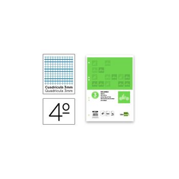 Recambio Liderpapel Cuarto Pautaguia 100 Hojas 70 G Cuadriculado Pautado 3 Mm Con Margen 6 Taladros