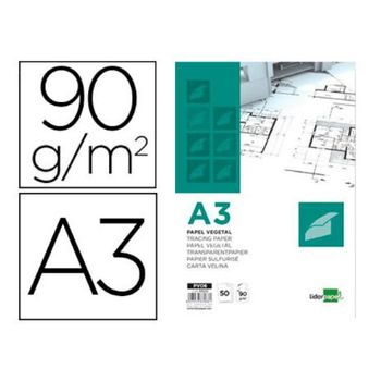 Bloc Papel Vegetal Liderpapel Encolado 297x420mm 50 Hojas 90 G/m2