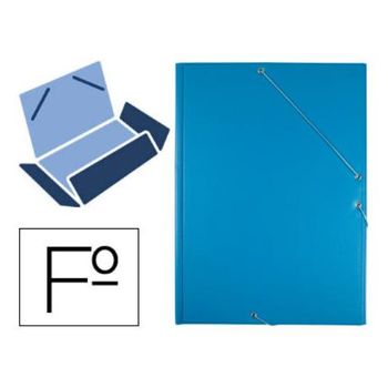 Carpeta Liderpapel Gomas Folio 3 Solapas Carton Forrado Pvc Azul