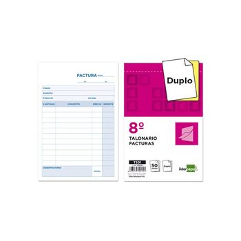 Talonario Liderpapel Facturas 8º Original Y Copia T201 Sin I.v.a. (pack De 10 Uds.)