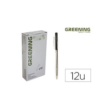 Boligrafo Greening Negro Retractil (pack De 12 Uds.)