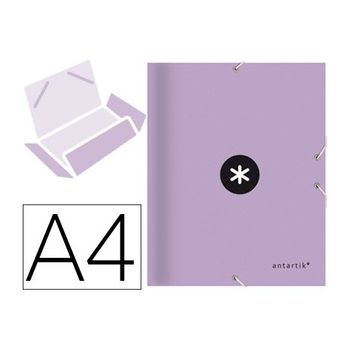 Carpeta Liderpapel Antartik Gomas A4 3 Solapas Carton Forrado Color Lavanda