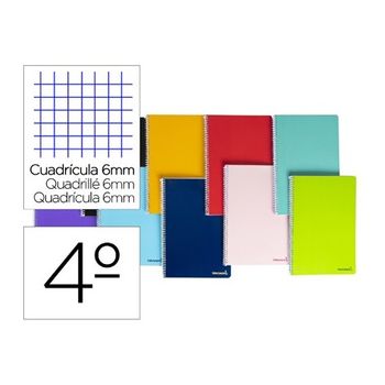 Cuaderno Espiral Liderpapel Cuarto Smart Tapa Blanda 80h 60gr Cuadro 6mm Con Margen Colores Surtidos (pack De 10 Uds.)