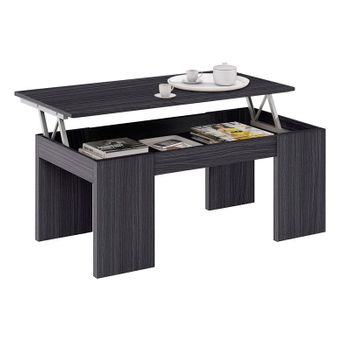 Mesa Centro Elevable De Madera Con Revistero 98x50x(42-55,5)cm Negro con  Ofertas en Carrefour