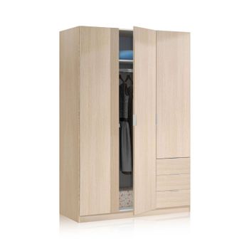 Armario con 2 Puertas y 2 Cajones CARREFOUR HOME Milan 180x74x50 cm - Roble