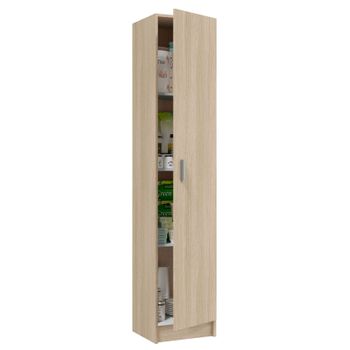 Armario Multiusos Auxiliar 1 Puerta Color Roble Despensa Cuarto Colada Moderno Mueble 180x37x37 Cm