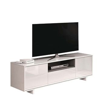 Mueble Tv Zaida Blanco Brillo Y Gris Ceniza