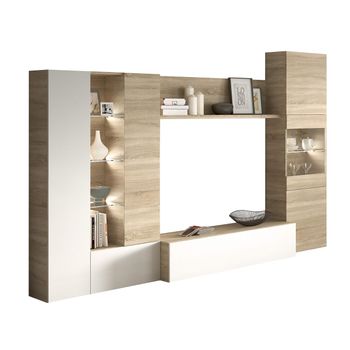 Mueble De Salón De Melamina De Madera Homcom 153,6x25x42 Cm-natural con  Ofertas en Carrefour