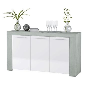 Aparador Ambit Blanco Artik (blanco Mate) - Gris Cemento 144 X 80 X 42cm Cm