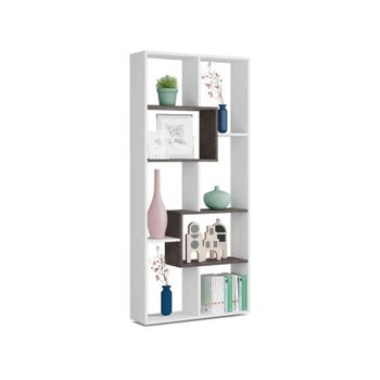 Mueble Estantería Noah. Librería Abierta Lineal Minimalista Con 8  Compartimentos. 175 X 129 Cm En Roble Y Gris con Ofertas en Carrefour