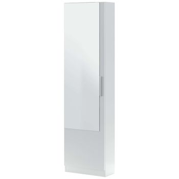 Zapatero Moderno Alto Con Espejo Color Blanco Artik Entrada Recibidor Almacenamiento 180x50x22 Cm
