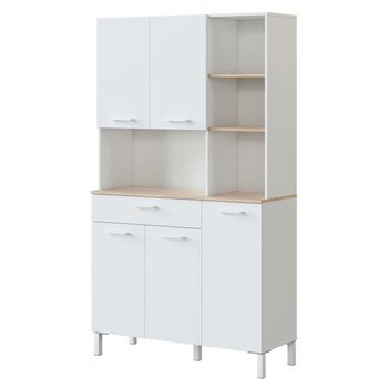 Mueble Auxiliar Para Microondas O Aparador Color Roble Y Negro 123x85 Cm  con Ofertas en Carrefour