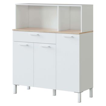 Mueble Cocina Auxiliar Alto Yuka 5 Puertas 1 Cajón Color Blanco Y