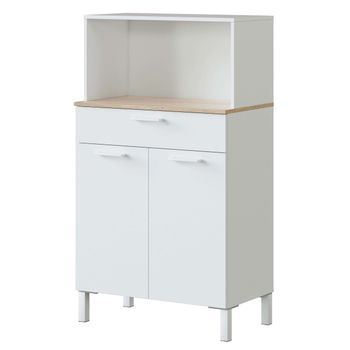 Armario alacena buffe, aparador de Cocina con 6 Puertas, Mueble auxiliar  Blanco y Roble, Mueble para Almacenamiento de menaje, Muebles de cocina,  mueble auxiliar cocina