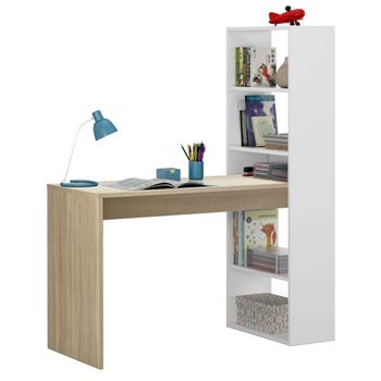 Mesa De Ordenador Escritorio Con Altillo 135 Cm. Blanco Y Roble. Para  Habitación Juvenil, Estudio, Despacho 74x135x50 con Ofertas en Carrefour