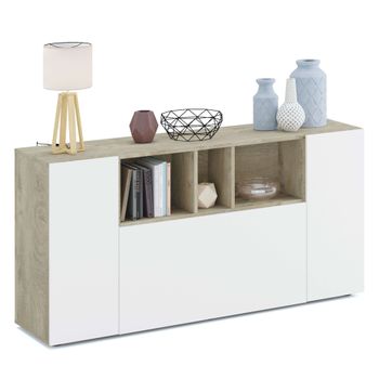 Aparador Salón Comedor, Mueble Auxiliar Buffet Wind 1 Puerta, 3 Cajones,  Color Estructura Puccini Y Color Puerta Y Cajones Gris Antracita,  120x40x86cm. con Ofertas en Carrefour