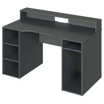 Mesa Gaming Skin Color Gris Y Negro 1 Soporte Para Cascos Escritorio Gamer  Ordenador Mueble 90x124x60 Cm con Ofertas en Carrefour