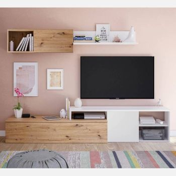 Mueble De Tv De Melamina De Madera Pino Homcom 117x39x56,7 Cm-blanco con  Ofertas en Carrefour