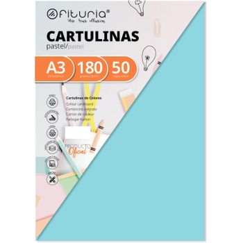 Cartulina Azul Claro, 50 Cartulinas Grandes 50x65cm Colores Claros E Intensos, Cartulinas De Colores 180gr Para Manualidades, Diseños Creativos Y Proyectos De Arte · Ofituria