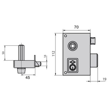 Cerradura Sobreponer 70x45mm 56br70d/1 H.esm Pic/pal Dcha Cvl