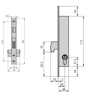 Cerradura Metálica Embutir 25x25mm 1990a25/5 Niquelado S/gan Cvl