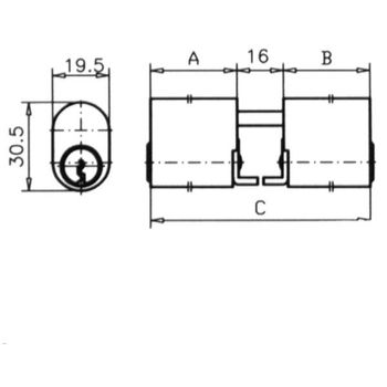 Cilindro 33x33mm 5964/2525/4 Niquelado Leva Larga Oval Gde. Cvl