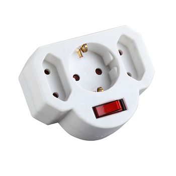 Fabricado Seg�n Normativas Vigentes. Con Interruptor Para Facilitar Su Desconexi�n. Tres Tomas De Enchufe Para Varios Aparatos Simult�neamente. Adaptador 10/16 A con Interruptor tres Tomas