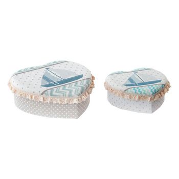 Caja-joyero Dkd Home Decor Poliéster Cartón (2 Pcs) (14,5 X 6 X 14,5 Cm) (19 X 10 X 7 Cm)