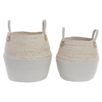 Juego De Cestas Dkd Home Decor Algodón Fibra (2 Pcs) (30 X 30 X 37 Cm)