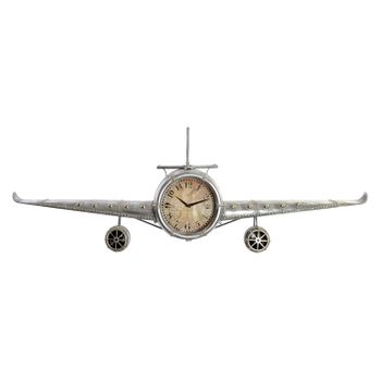 Reloj De Pared Dkd Home Decor Avión Metal Cristal (141 X 20 X 46.5 Cm)