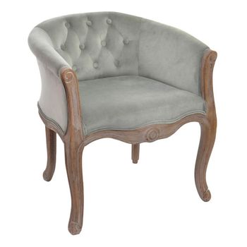 Sillón Dkd Home Decor Gris Poliéster Madera De Caucho (62 X 58 X 69 Cm)