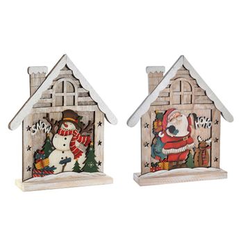 Adorno Navideño Dkd Home Decor Casa Led Natural (2 Pcs) (25.5 X 6 X 29 Cm)