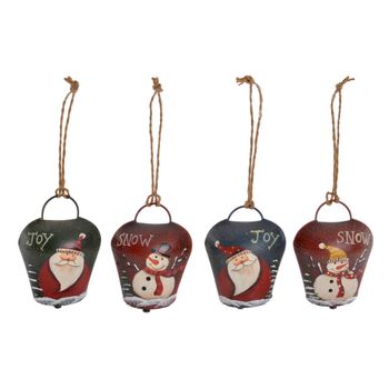 Decoración Colgante Dkd Home Decor Navidad Rojo Verde Metal (4 Pcs) (5 X 2.5 X 7 Cm)