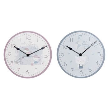 Reloj De Pared Dkd Home Decor Infantil Madera Mdf (2 Pcs) (24 X 3 X 24 Cm)