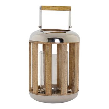 Farol Dkd Home Decor Plata Madera Metal (22 X 22 X 32 Cm)