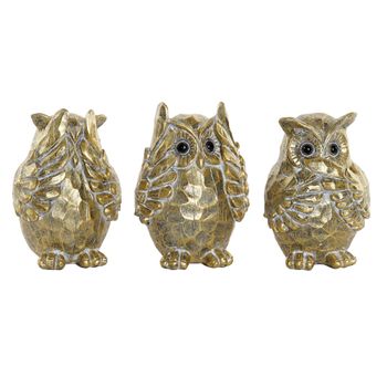 Figura Decorativa Dkd Home Decor Resina Búho (3 Pcs) (13.5 X 11 X 17.5 Cm)