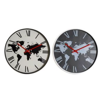 Reloj De Pared Dkd Home Decor Mapamundi (2 Pcs)