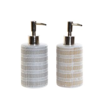 Dispensador De Jabón Dkd Home Decor Gris Abs Gres Boho (2 Pcs) (7.2 X 8 X 18 Cm)