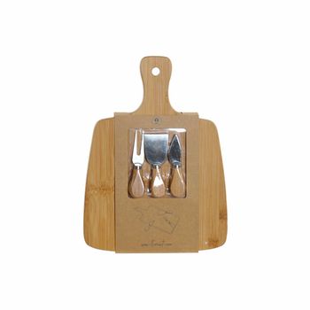 Tabla Cortar Redonda De Madera De Bambu Con Mango 26 X 36 Cm.. con Ofertas  en Carrefour