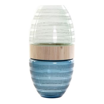 Jarrón Dkd Home Decor Azul Menta Madera Cristal Moderno (21 X 21 X 43 Cm)