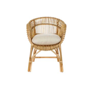 Silla De Jardín Dkd Home Decor Blanco Algodón Ratán (64 X 70 X 85 Cm)