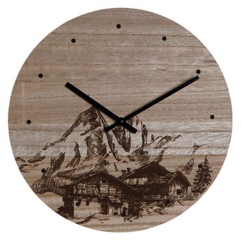 Reloj De Pared Dkd Home Decor Montaña Negro Madera Mdf (30 X 30 X 1.5 Cm)