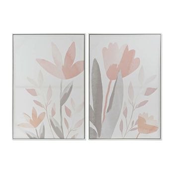 Cuadro Dkd Home Decor Poliestireno Flores Lienzo (2 Pcs) (62.2 X 3.5 X 92 Cm)