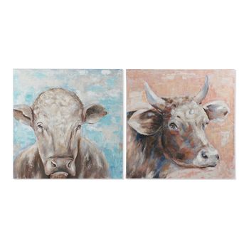 Cuadro Dkd Home Decor Caw Vaca (2 Pcs) (100 X 3.5 X 100 Cm)