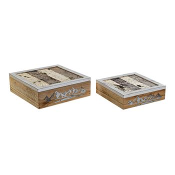 Juego De Cajas Decorativas Dkd Home Decor Madera Metal Madera Mdf (2 Pcs)